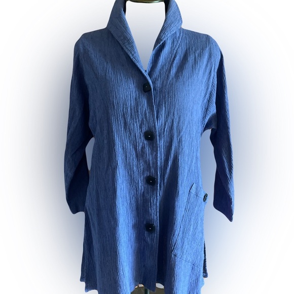 Athleta Mill Valley Clothing Company Blue Button down cardigan /Jacket size med - Picture 1 of 5